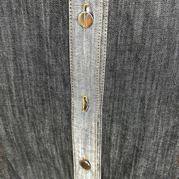 Danesi Women’s Large Gray Lightweight Denim Button-Down Mini Dress Short Sleeve - Picture 3 of 4